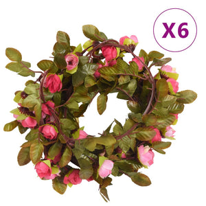 Rosenrote Blumengirlanden, 6 Stk, 215 cm
