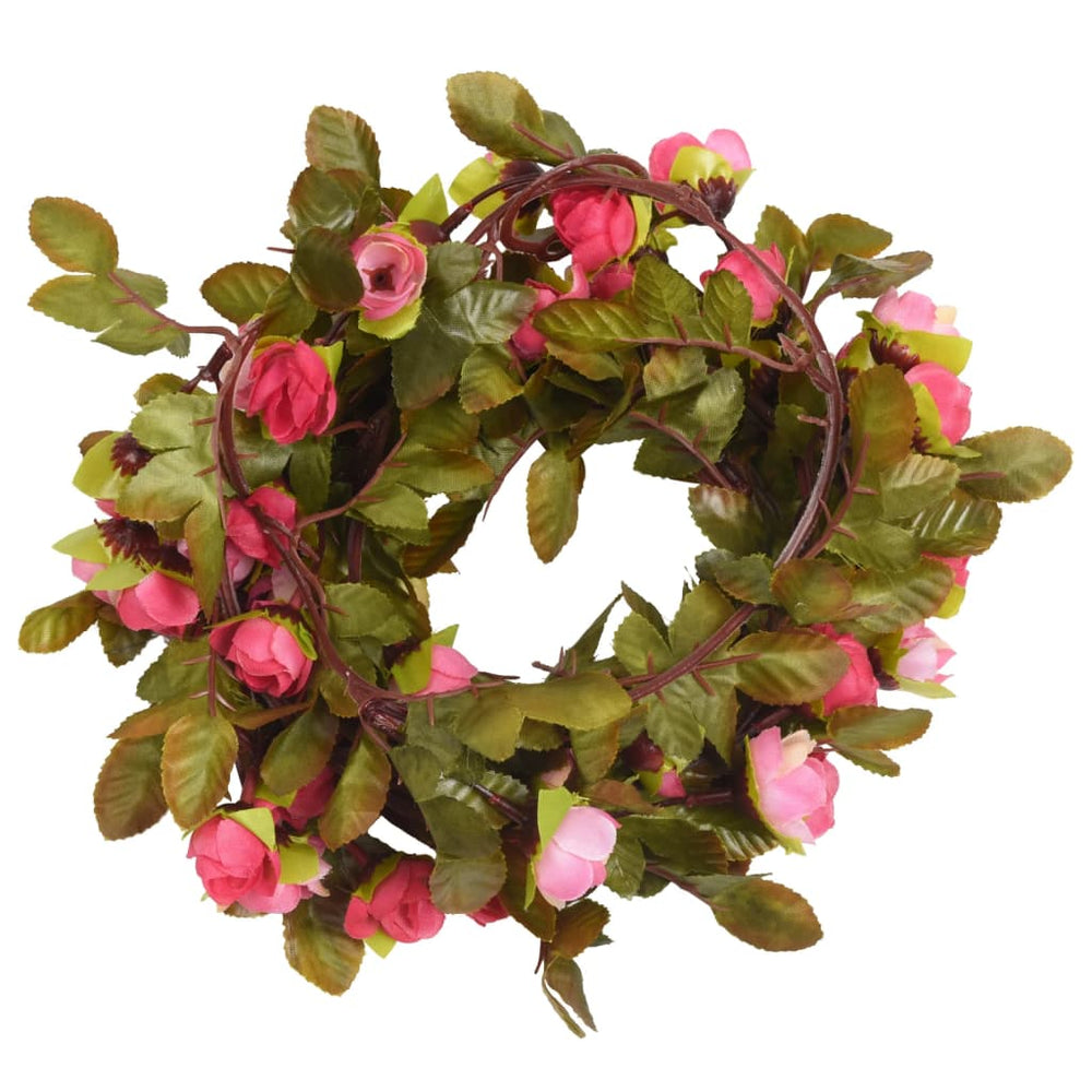 Rosenrote Blumengirlanden, 6 Stk, 215 cm