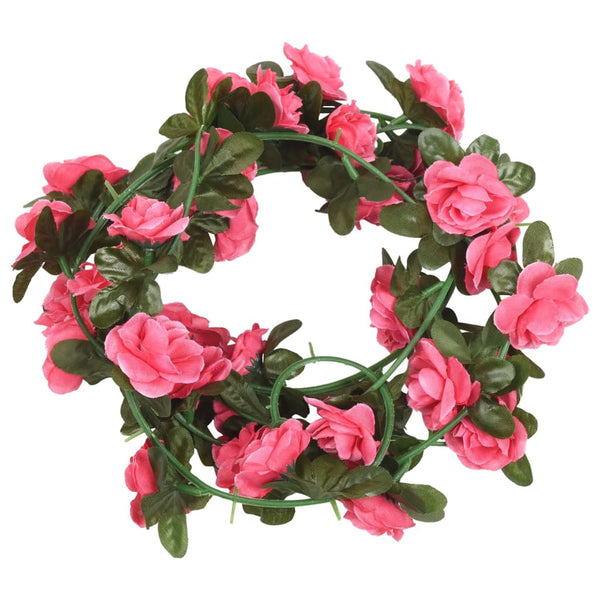 vidaXL Guirlandes de fleurs 6 pcs Rose 240 cm