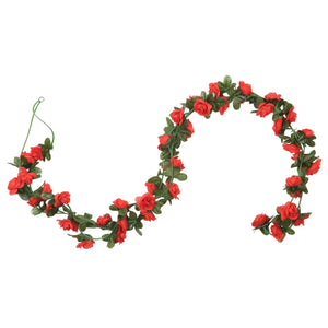 vidaXL Guirlandes de fleurs 6 pcs Rouge 240 cm