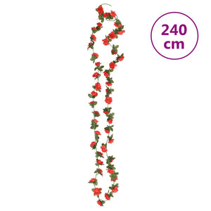 vidaXL Guirlandes de fleurs 6 pcs Rouge 240 cm