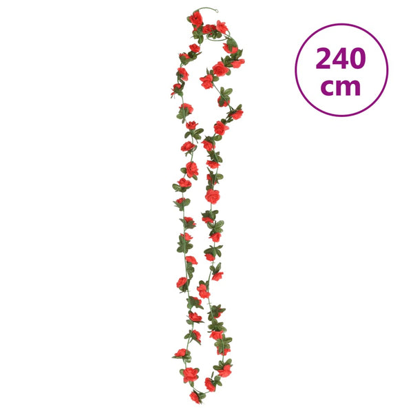 vidaXL Guirlandes de fleurs 6 pcs Rouge 240 cm