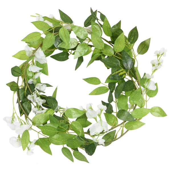 vidaXL Guirlandes de fleurs 6 pcs Blanc 200 cm