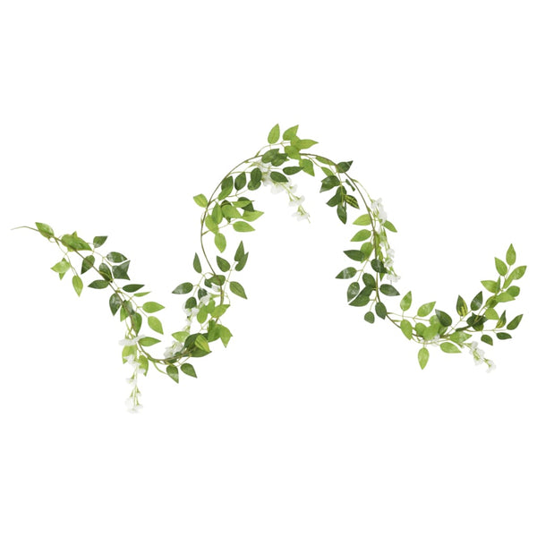 vidaXL Guirlandes de fleurs 6 pcs Blanc 200 cm