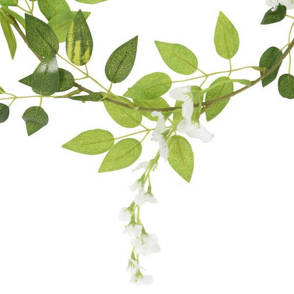 vidaXL Guirlandes de fleurs 6 pcs Blanc 200 cm