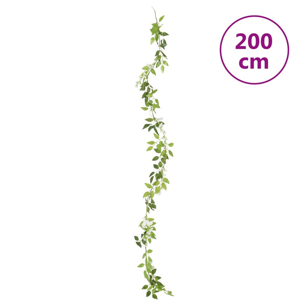 vidaXL Guirlandes de fleurs 6 pcs Blanc 200 cm