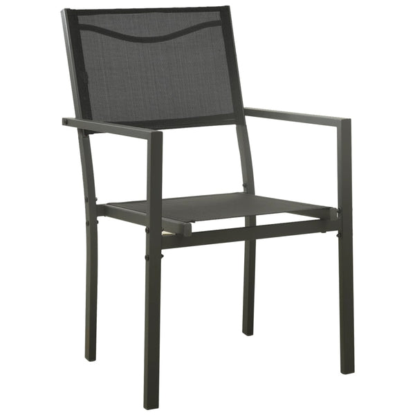 vidaXL Salon de jardin 9 pcs Noir Acier et textilène