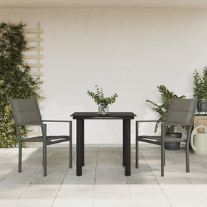 3-teilige Garten Essgruppe Schwarz