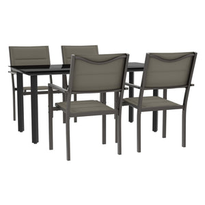 vidaXL Ensemble repas de jardin 5 pcs Acier et textilène Noir