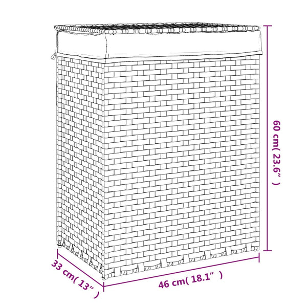 Wäschekorb mit Deckel Poly Rattan 46x33x60 cm