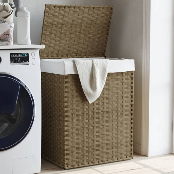 Wäschekorb mit Deckel Poly Rattan 46x33x60 cm