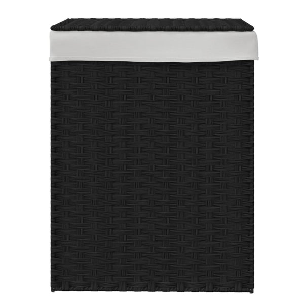 vidaXL Panier à Linge avec Couvercle Noir 46x33x60 cm Poly Rotin