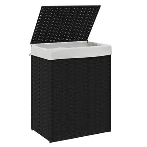 vidaXL Panier à Linge avec Couvercle Noir 46x33x60 cm Poly Rotin