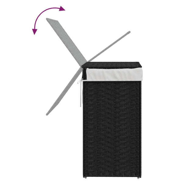 vidaXL Panier à Linge avec Couvercle Noir 46x33x60 cm Poly Rotin