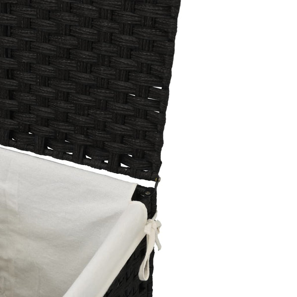 vidaXL Panier à Linge avec Couvercle Noir 46x33x60 cm Poly Rotin