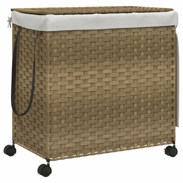 Rattan Wäschekorb mit Rollen