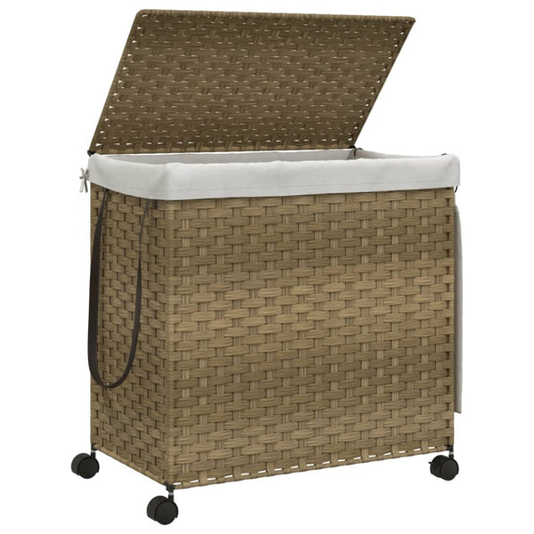 Rattan Wäschekorb mit Rollen