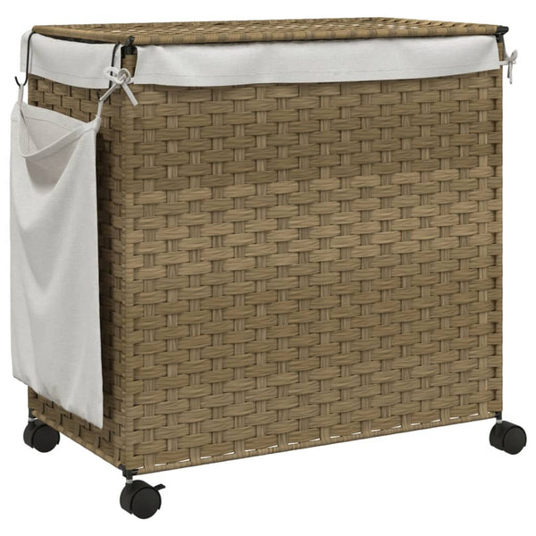 Rattan Wäschekorb mit Rollen