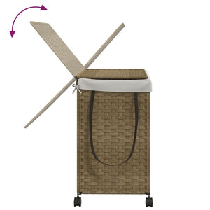 Rattan Wäschekorb mit Rollen