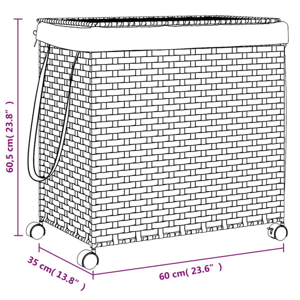 Rattan Wäschekorb mit Rollen