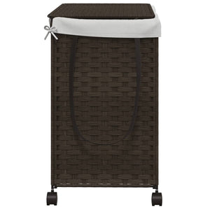Rattan Wäschekorb Dunkelbraun mit Rollen
