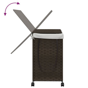 Rattan Wäschekorb Dunkelbraun mit Rollen