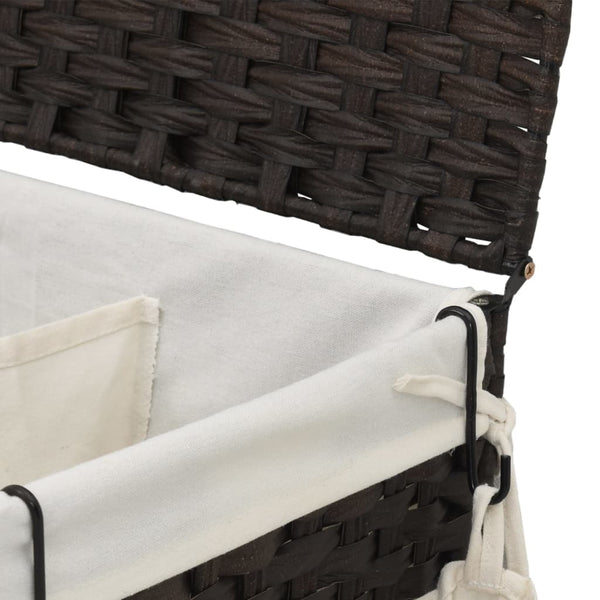 Rattan Wäschekorb Dunkelbraun mit Rollen