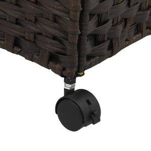 Rattan Wäschekorb Dunkelbraun mit Rollen