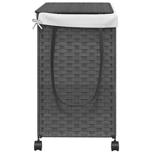 Rattan Wäschekorb Grau mit Rollen