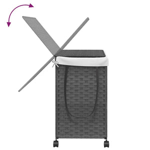 Rattan Wäschekorb Grau mit Rollen