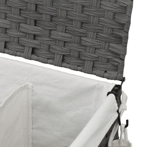 Rattan Wäschekorb Grau mit Rollen