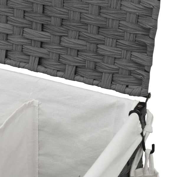 Rattan Wäschekorb Grau mit Rollen