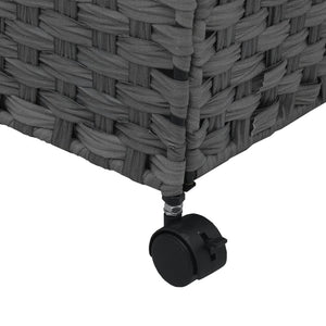 Rattan Wäschekorb Grau mit Rollen