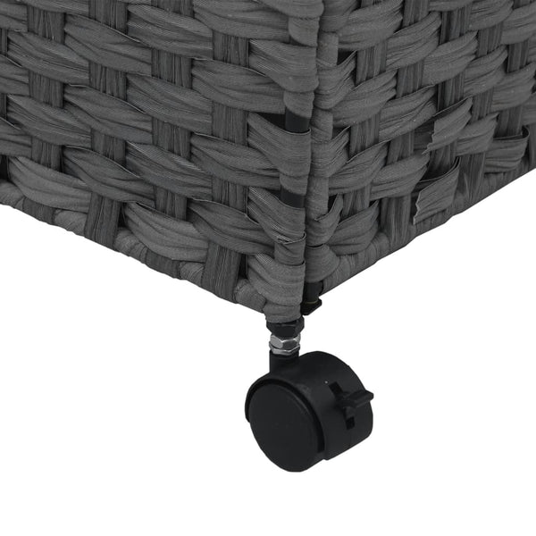 Rattan Wäschekorb Grau mit Rollen