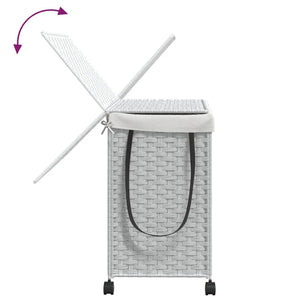 Wäschekorb Rattan mit Rollen, Weiß