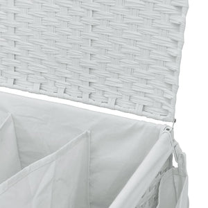 Wäschekorb Rattan mit Rollen, Weiß