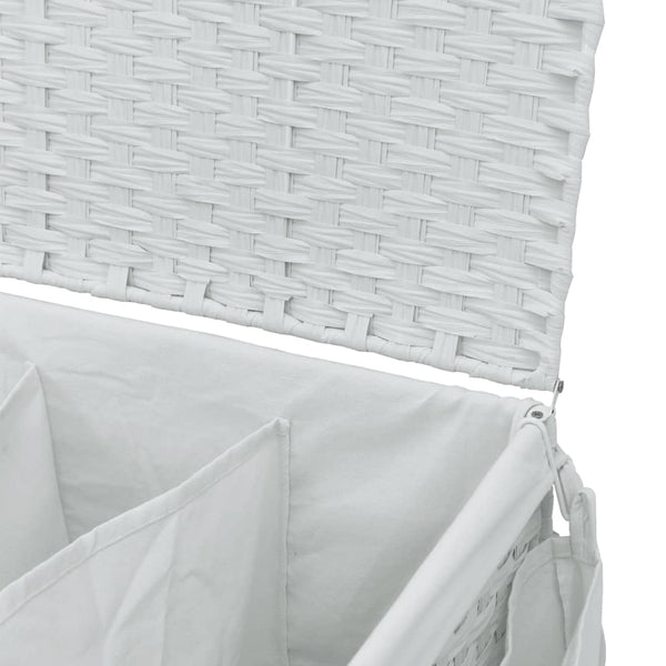 Wäschekorb Rattan mit Rollen, Weiß