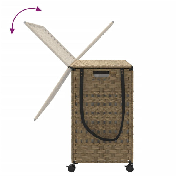Rattan Wäschekorb mit Rollen