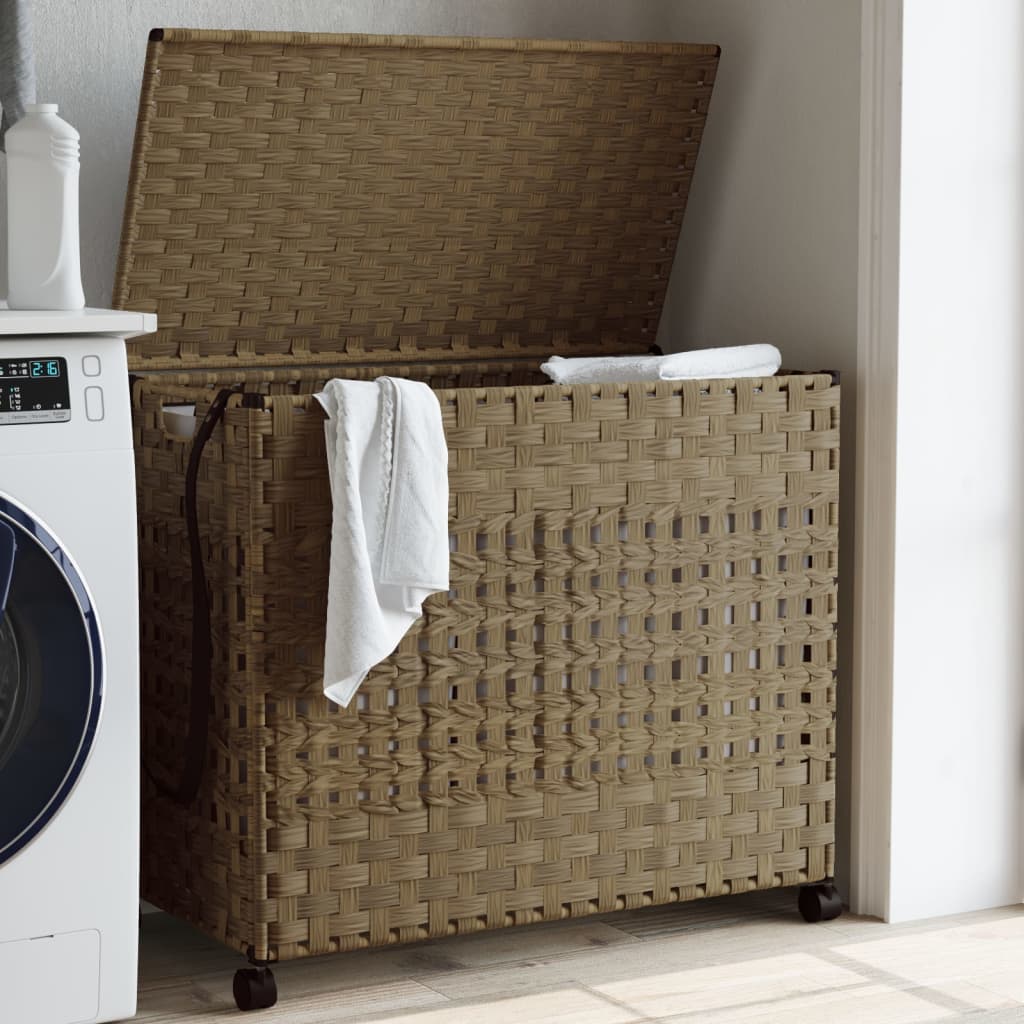 Rattan Wäschekorb mit Rollen