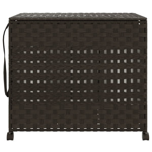 Rattan Wäschekorb mit Rollen Dunkelbraun