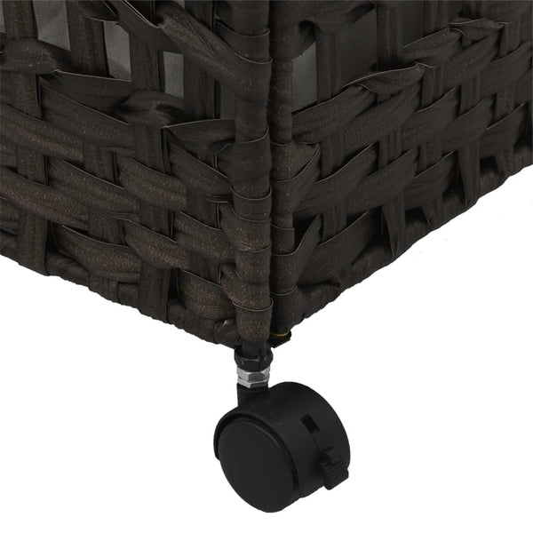 Rattan Wäschekorb mit Rollen Dunkelbraun