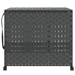 Wäschekorb Rattan Grau mit Rollen 66x35x60 cm