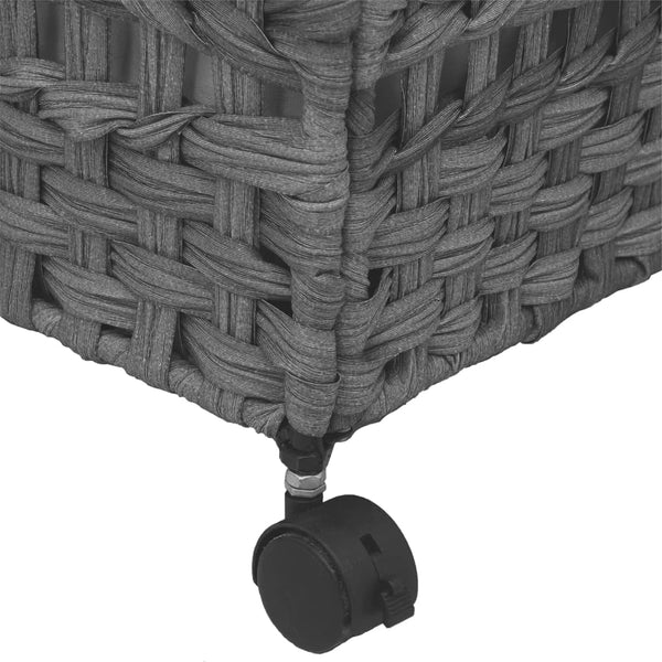 Wäschekorb Rattan Grau mit Rollen 66x35x60 cm