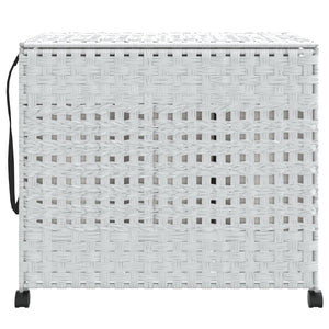 Weißer Rattan Wäschekorb mit Rollen