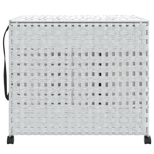 Weißer Rattan Wäschekorb mit Rollen