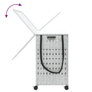 Weißer Rattan Wäschekorb mit Rollen