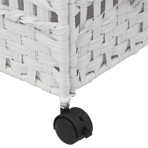 Weißer Rattan Wäschekorb mit Rollen