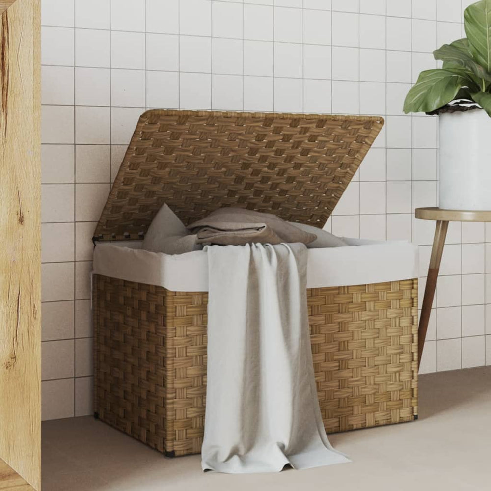 Wäschekorb mit Deckel Poly Rattan 55,5x35x34 cm