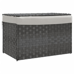 Wäschekorb Grau mit Deckel, Poly Rattan