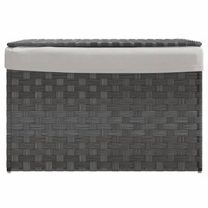 Wäschekorb Grau mit Deckel, Poly Rattan